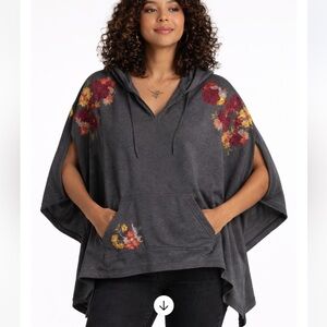 🔥Johnny Was🔥 Gray Embroidered Bohemian Poncho Price Firm!